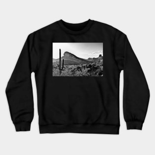 Cactus In The Sun In Black And White Crewneck Sweatshirt